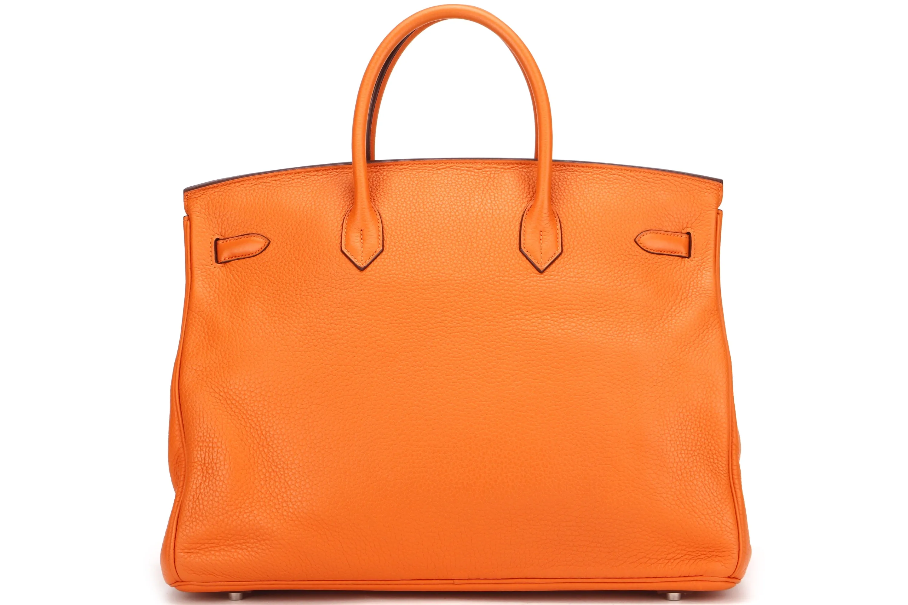 HERMES BIRKIN 40 [STAMP M SQUARE (2009)] ORANGE TAURILLON CLEMENCE LEATHER PALLADIUM HARDWARE, WITH BOX ,DUST COVER, LOCK & KEYS