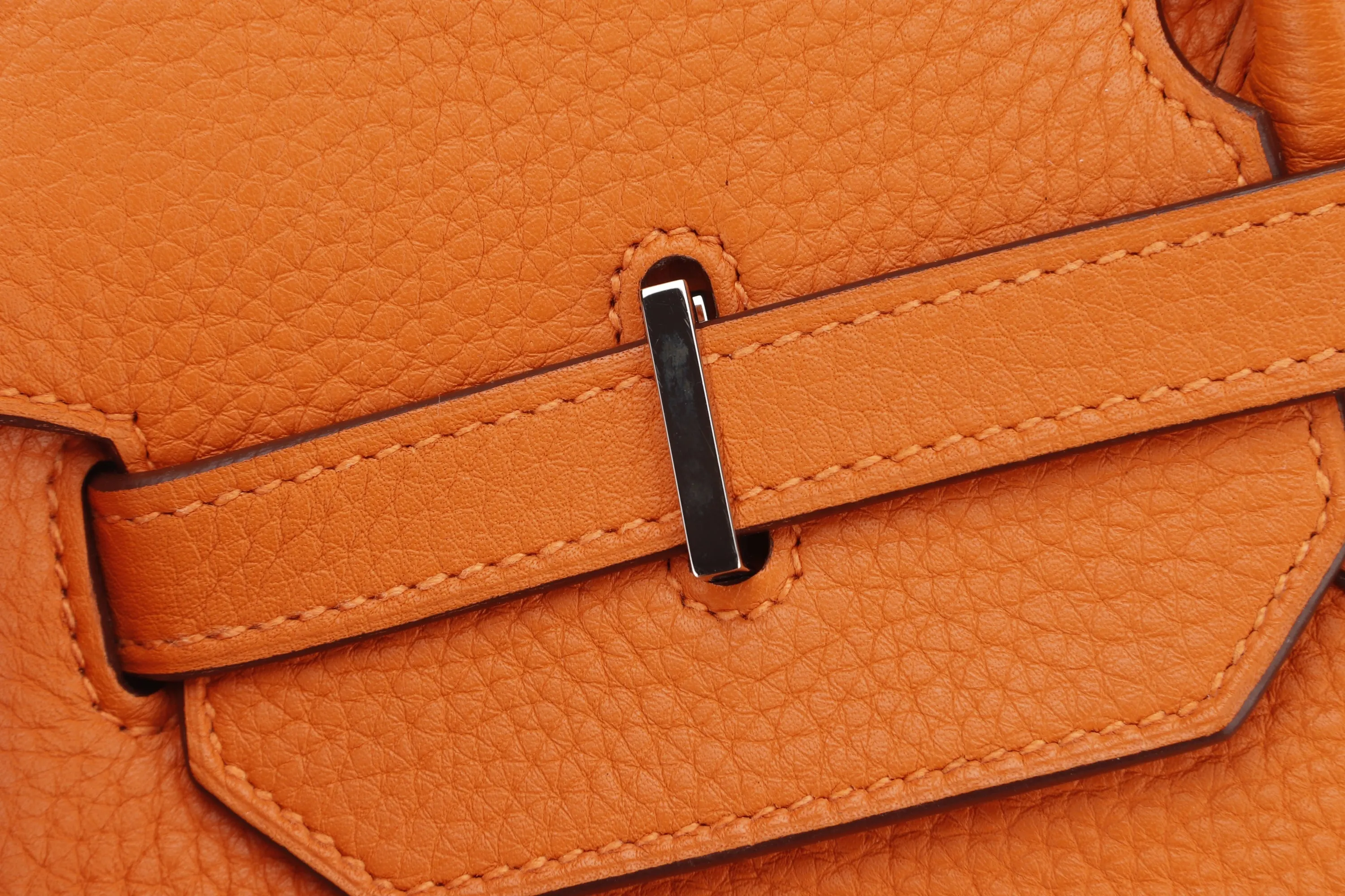 HERMES BIRKIN 40 [STAMP M SQUARE (2009)] ORANGE TAURILLON CLEMENCE LEATHER PALLADIUM HARDWARE, WITH BOX ,DUST COVER, LOCK & KEYS