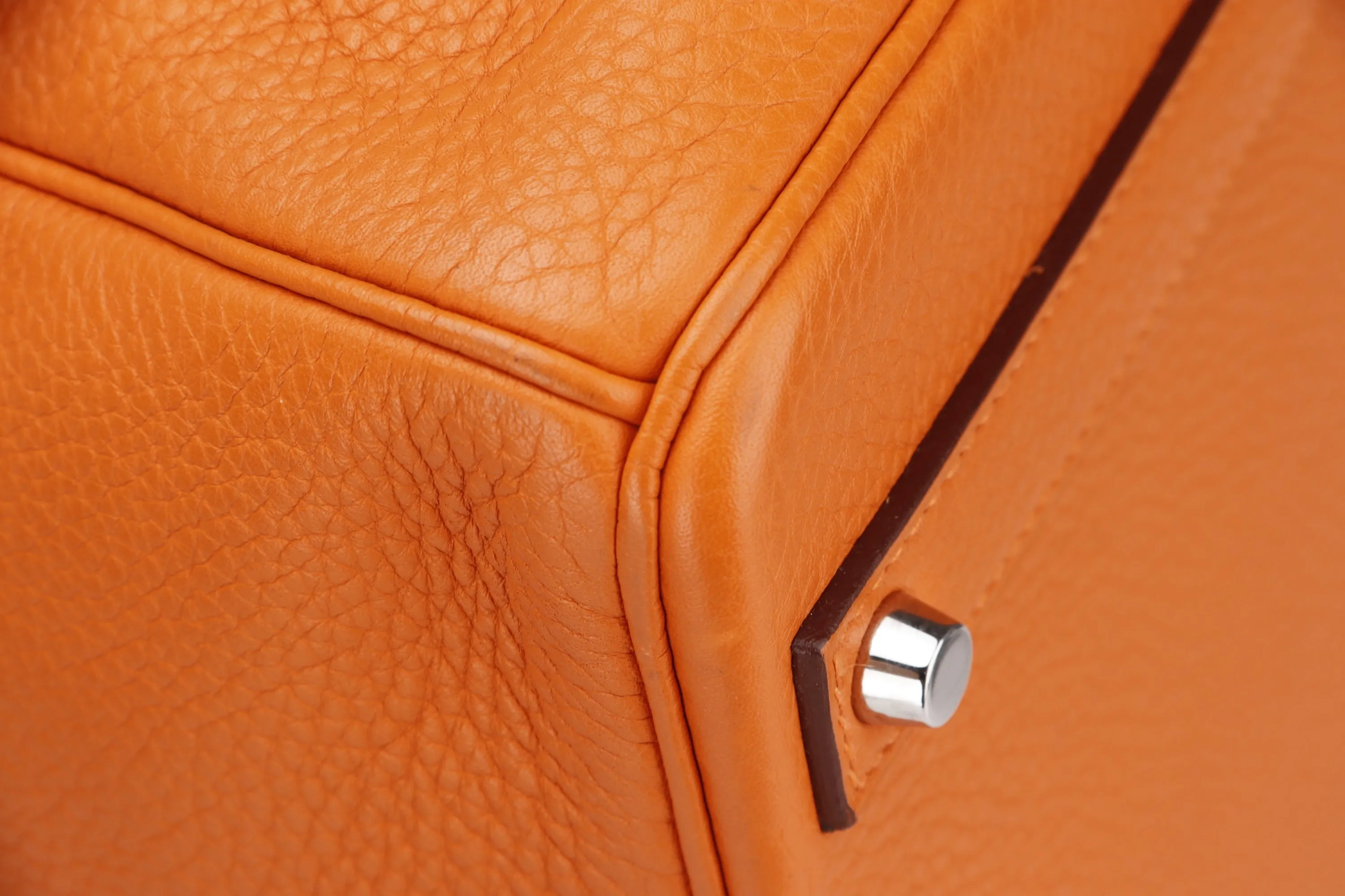 HERMES BIRKIN 40 [STAMP M SQUARE (2009)] ORANGE TAURILLON CLEMENCE LEATHER PALLADIUM HARDWARE, WITH BOX ,DUST COVER, LOCK & KEYS