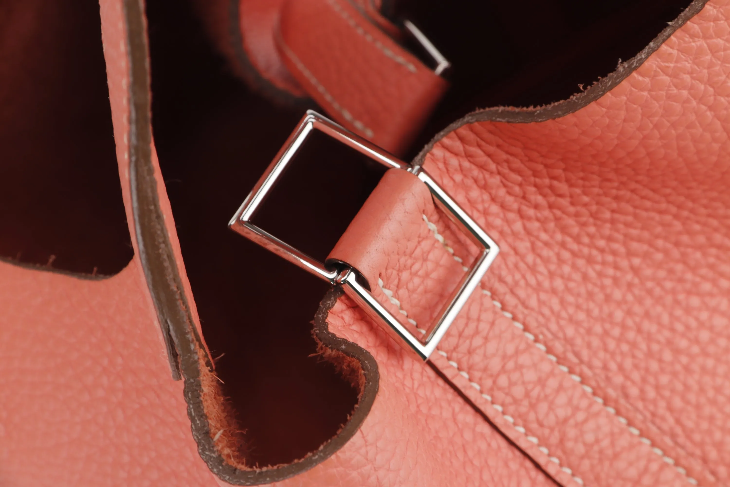 HERMES PICOTIN 26CM (STAMP Q) CREVETTE COLOR CLEMENCE LEATHER SILVER HARDWAR, WITH LOCK, KEYS & DUST COVER
