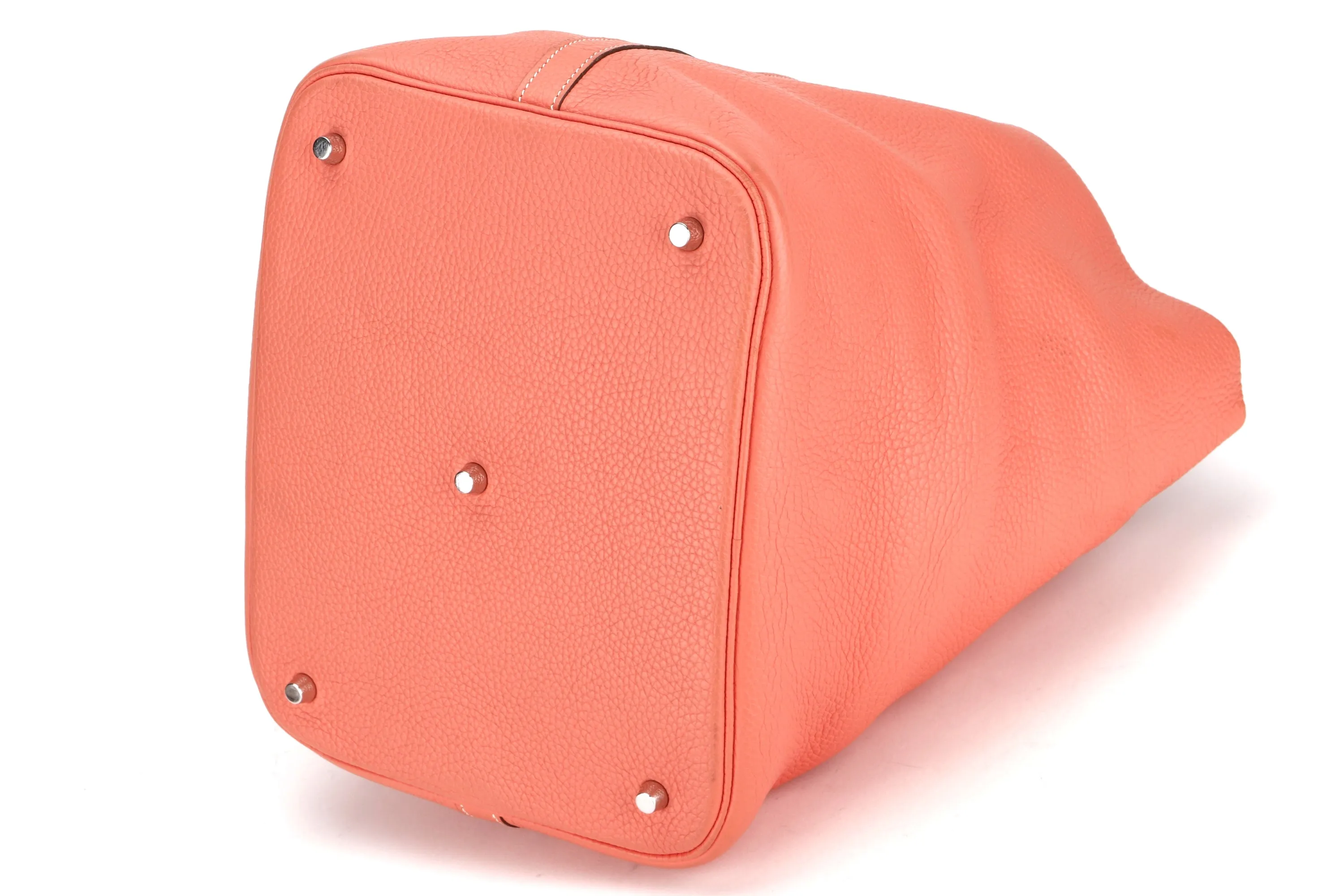 HERMES PICOTIN 26CM (STAMP Q) CREVETTE COLOR CLEMENCE LEATHER SILVER HARDWAR, WITH LOCK, KEYS & DUST COVER