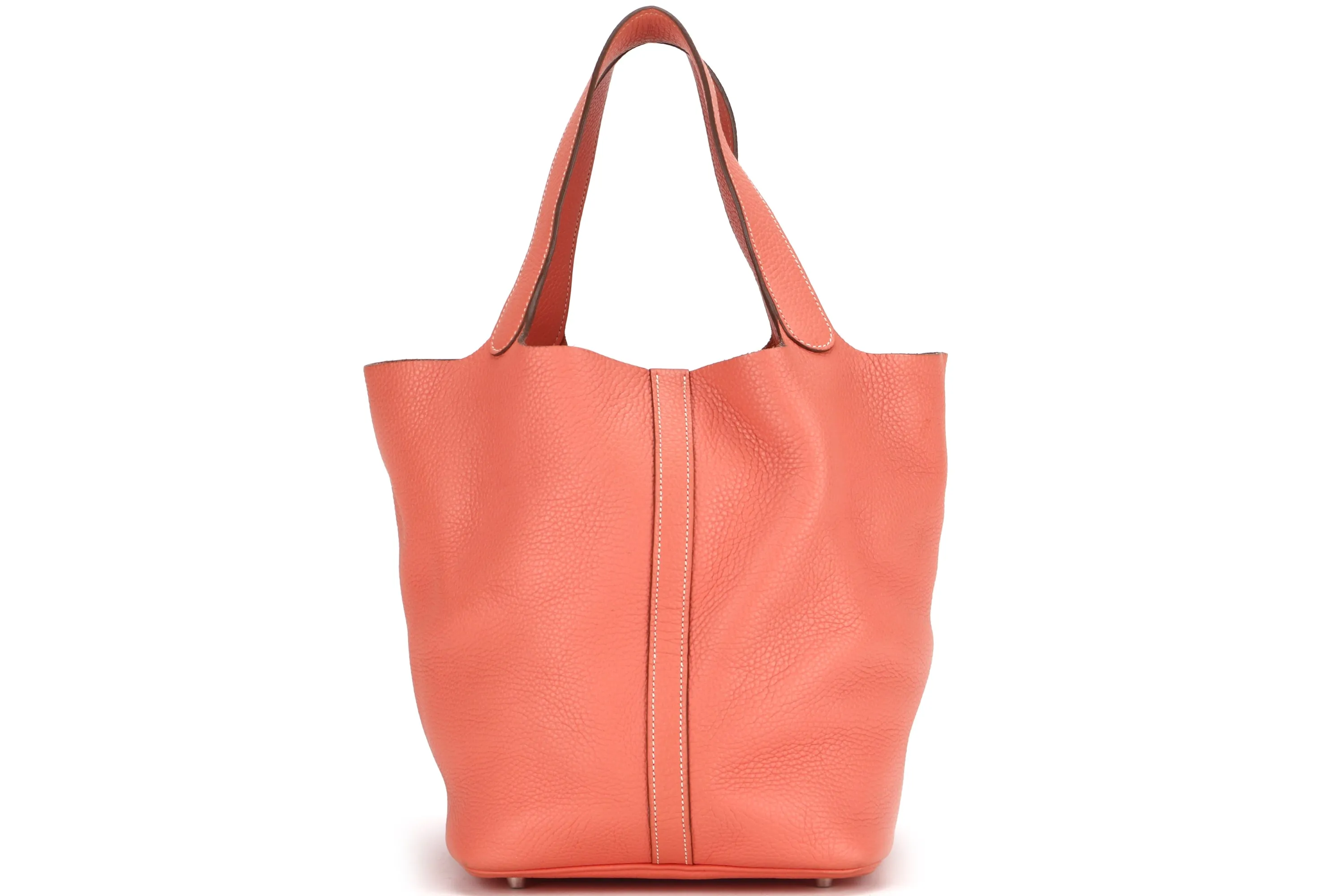 HERMES PICOTIN 26CM (STAMP Q) CREVETTE COLOR CLEMENCE LEATHER SILVER HARDWAR, WITH LOCK, KEYS & DUST COVER