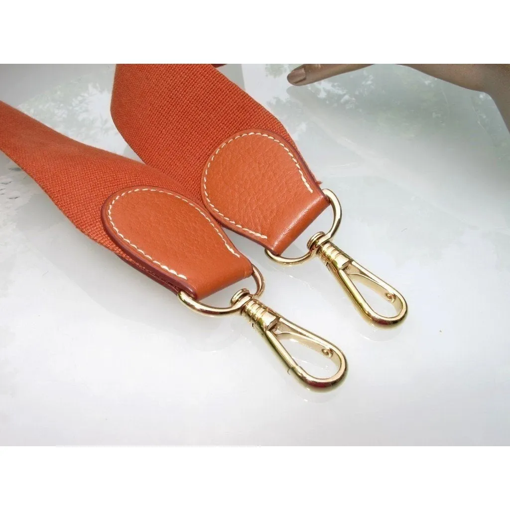 Hermes Potiron Canvas Shoulder Strap for Kelly Bag