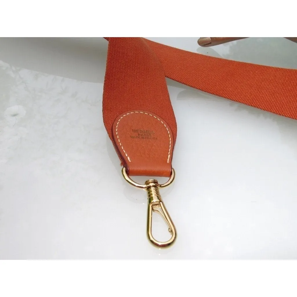 Hermes Potiron Canvas Shoulder Strap for Kelly Bag