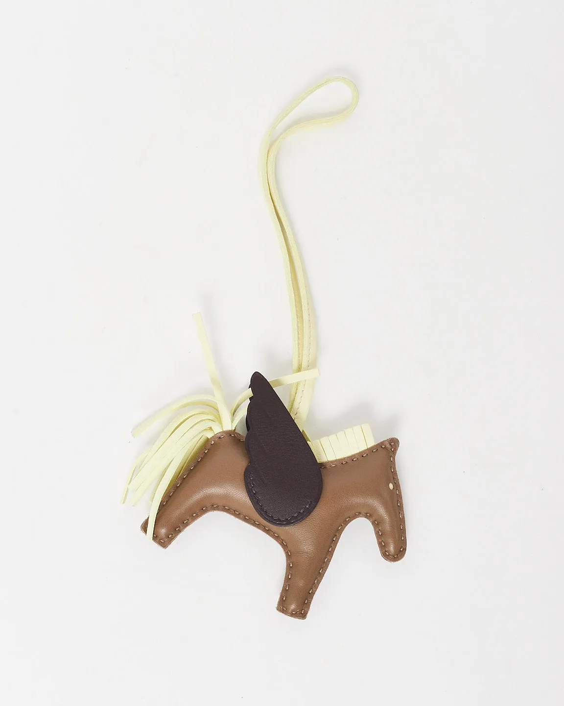 Hermès Brown & Light Yellow Leather Rodeo Pegasus Charm