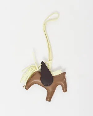 Hermès Brown & Light Yellow Leather Rodeo Pegasus Charm