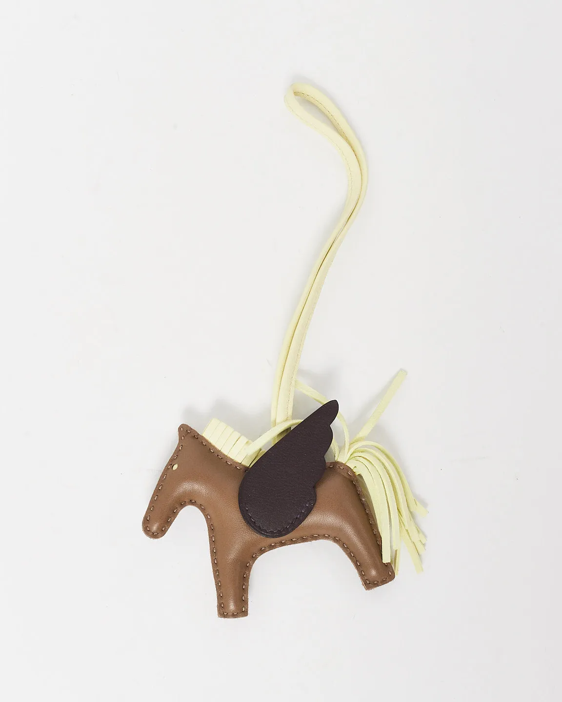 Hermès Brown & Light Yellow Leather Rodeo Pegasus Charm