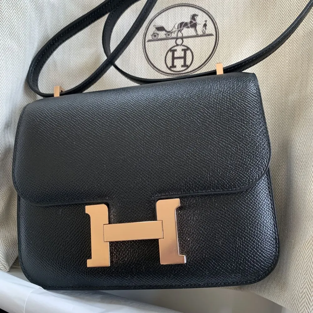 Hermès Constance 18 Noir (Black) Epsom Rose Gold Hardware RGHW
