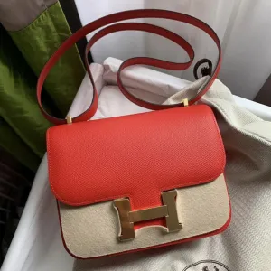 Hermès Constance 18 Rouge de Coeur Epsom Gold Hardware GHW