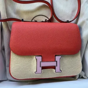 Hermès Constance 18 Rouge de Coeur/Mauve Sylvestre Epsom Enamel Hardware ENA