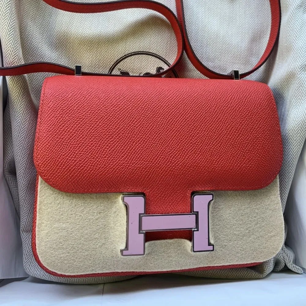 Hermès Constance 18 Rouge de Coeur/Mauve Sylvestre Epsom Enamel Hardware ENA