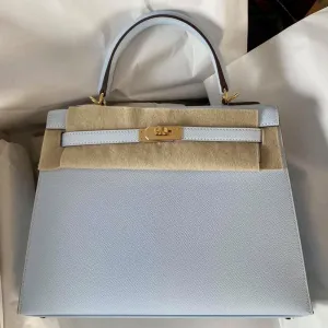 Hermès Kelly 25 Brume Sellier Epsom Gold Hardware GHW