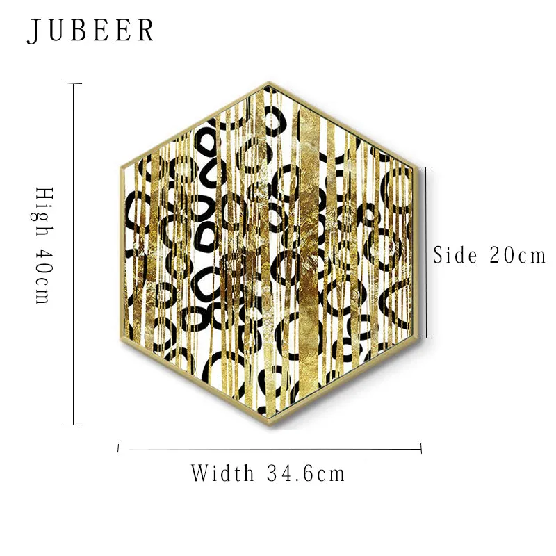 Hexagonal Golden Abstract Wall Art