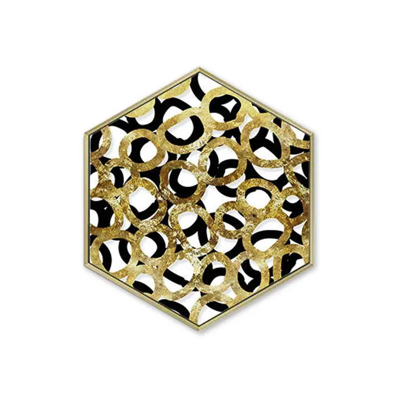 Hexagonal Golden Abstract Wall Art