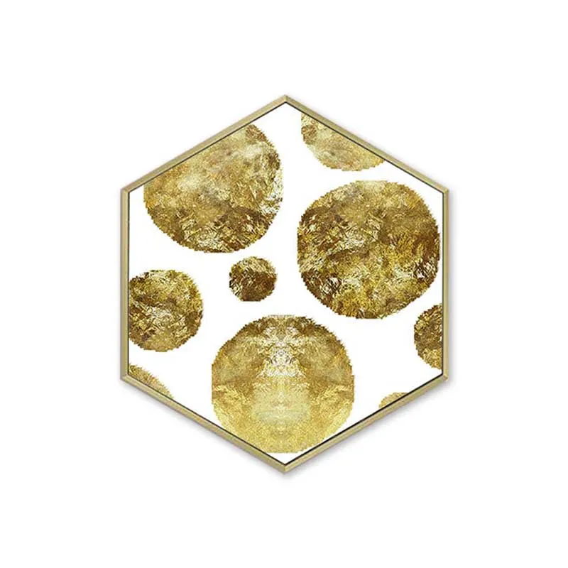 Hexagonal Golden Abstract Wall Art