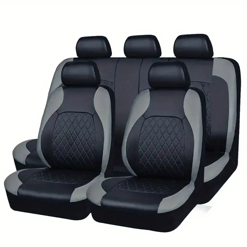 High-end pu Car Interior with Quilted Leather Thread Pressing Seat Covers