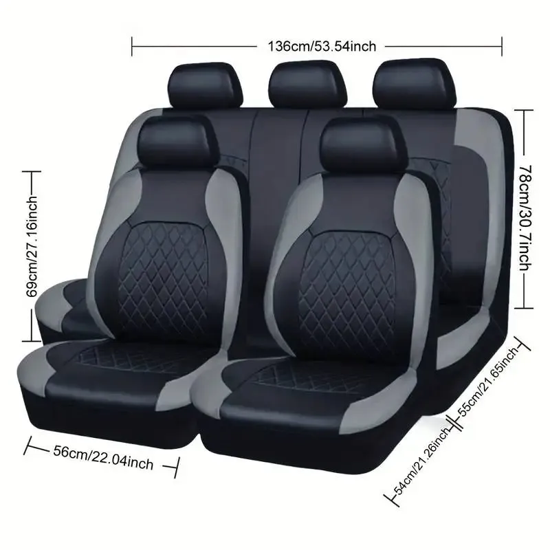High-end pu Car Interior with Quilted Leather Thread Pressing Seat Covers