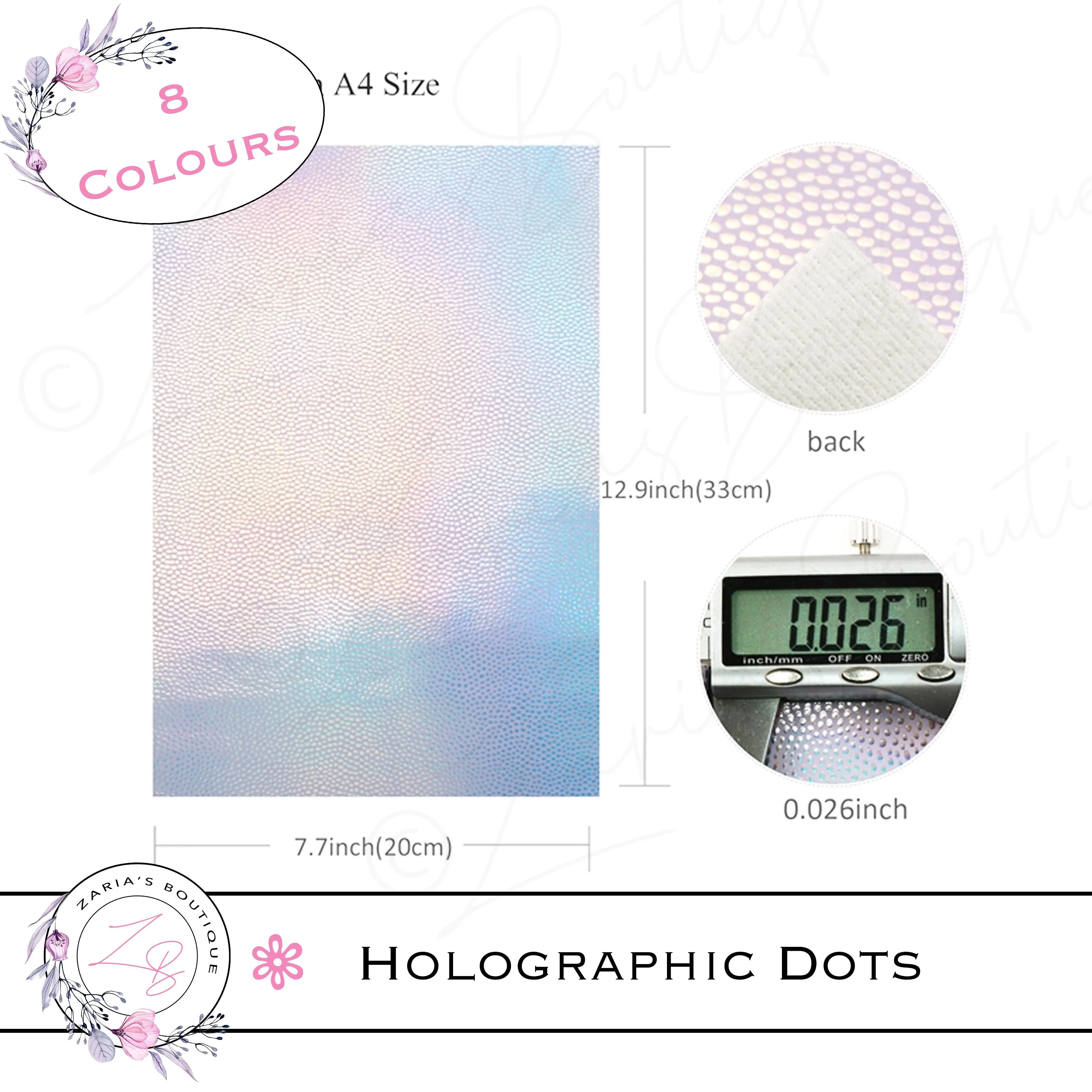 ⋅ Holographic Confetti Dots ⋅ Vegan Faux Leather ⋅ Light Yellow ⋅