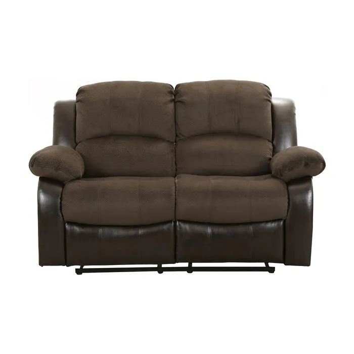 Homelegance Furniture Granley Double Reclining Loveseat in Chocolate 9700FCP-2