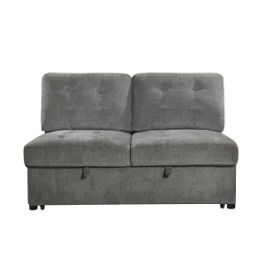 Homelegance Furniture Logansport Armless 2-Seater with Pull-out Bed in Gray 9401GRY-2A
