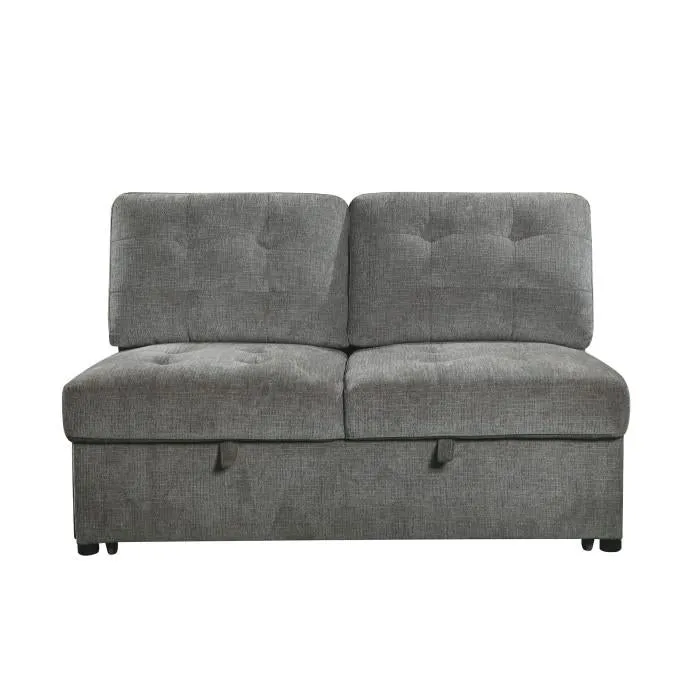 Homelegance Furniture Logansport Armless 2-Seater with Pull-out Bed in Gray 9401GRY-2A