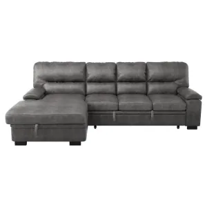 Homelegance Furniture Michigan Sectional with Pull Out Bed and Left Chaise in Dark Gray