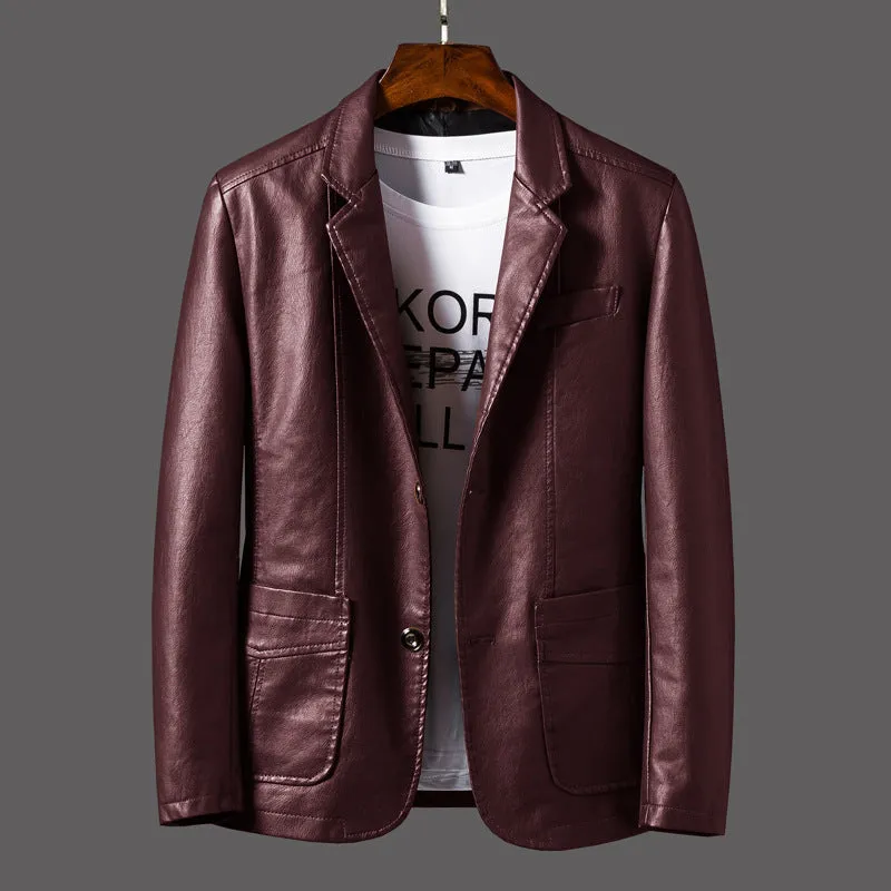 INSTOCK - Men's casual PU leather slim motorcycle jacket.