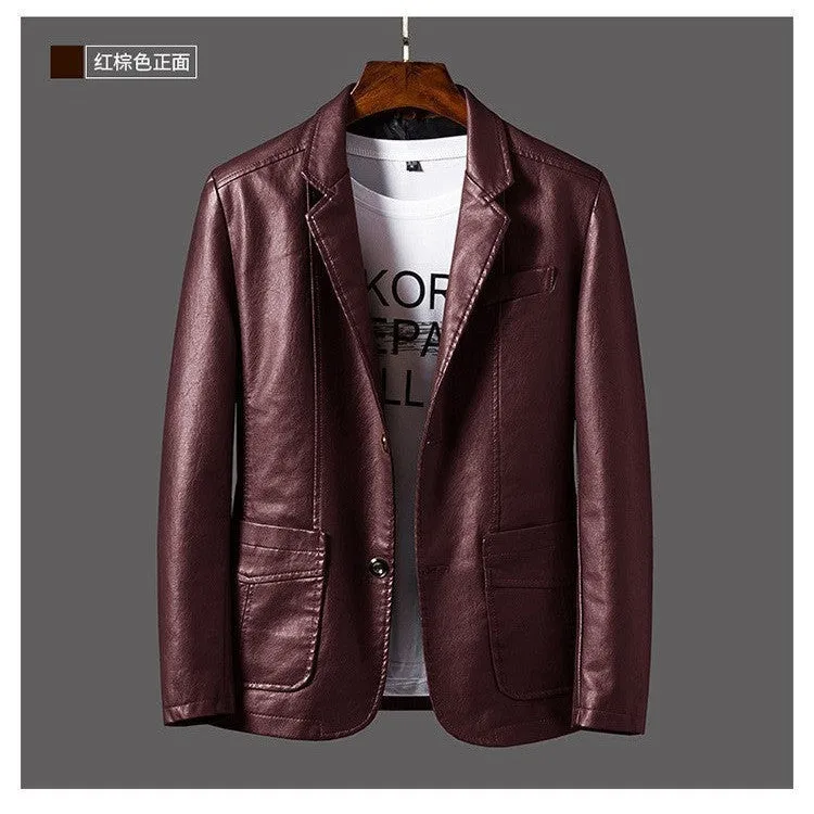 INSTOCK - Men's casual PU leather slim motorcycle jacket.