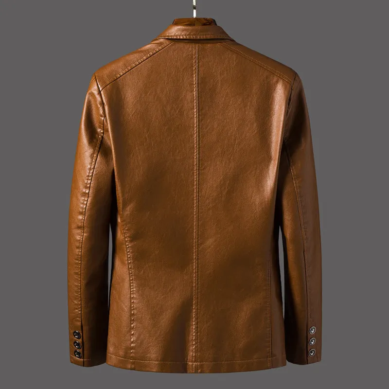 INSTOCK - Men's casual PU leather slim motorcycle jacket.