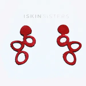 Iskin Sisters Earrings, Light Play, Red
