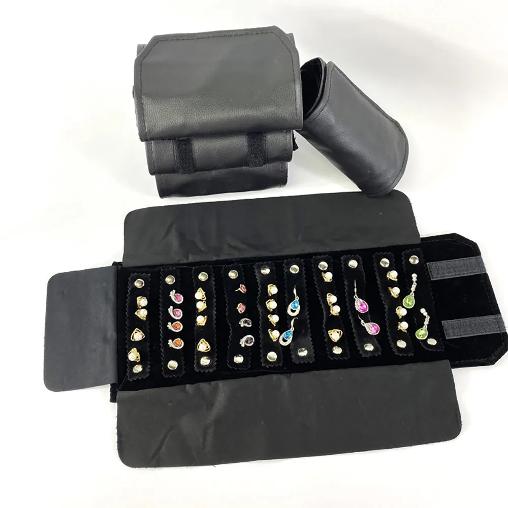 Jewelry Travel Rolls PU Leather Accessories Organizer Storage Jewelry Display Multipurpose