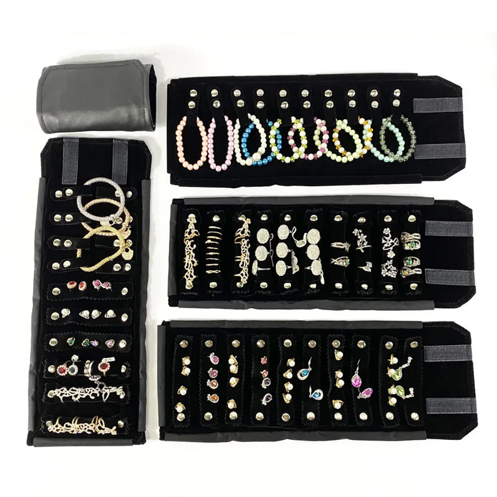 Jewelry Travel Rolls PU Leather Accessories Organizer Storage Jewelry Display Multipurpose