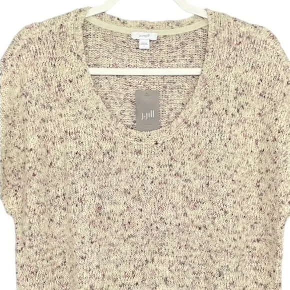 J.Jill Pure Jill Slub Textured Short Sleeve Sweater Cotton Slub Yarn NWT