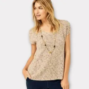 J.Jill Pure Jill Slub Textured Short Sleeve Sweater Cotton Slub Yarn NWT