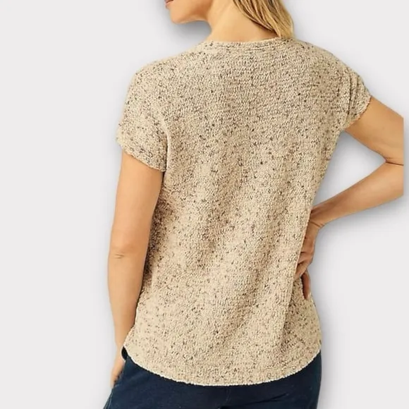J.Jill Pure Jill Slub Textured Short Sleeve Sweater Cotton Slub Yarn NWT