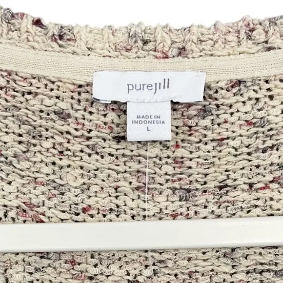J.Jill Pure Jill Slub Textured Short Sleeve Sweater Cotton Slub Yarn NWT