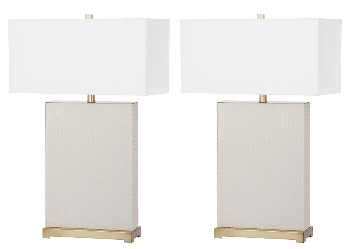 JOYCE 27.75-INCH H FAUX WOVEN LEATHER TABLE LAMP Set of 2