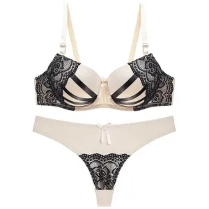 Julexy New 2019 Bra Brief Set Sexy Thongs Women Bra Set Push Up Lace Underwear Set  Intimate Plus Size Bra Panty Set