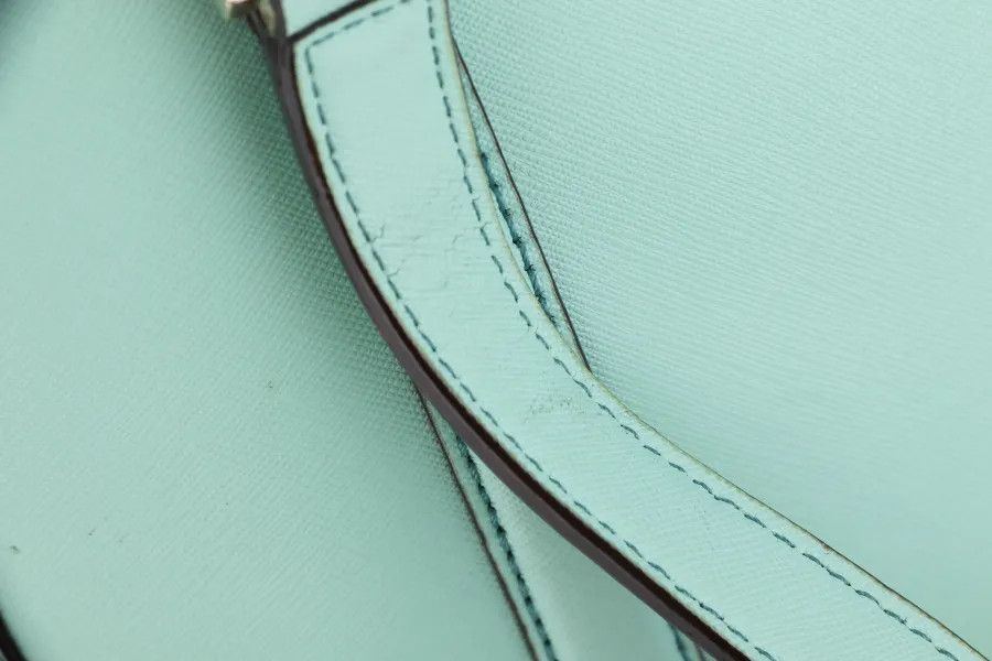 KATE SPADE SHOULDER BAG TURQUOISE CALF LEATHER GOLD HARDWARE, WITH DUST COVER