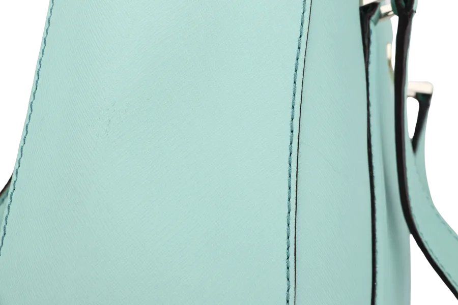 KATE SPADE SHOULDER BAG TURQUOISE CALF LEATHER GOLD HARDWARE, WITH DUST COVER