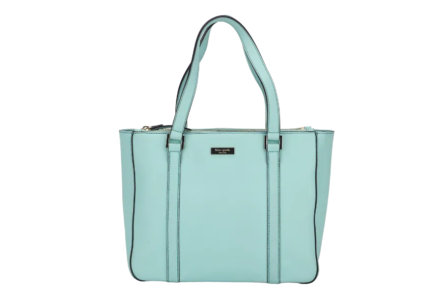 KATE SPADE SHOULDER BAG TURQUOISE CALF LEATHER GOLD HARDWARE, WITH DUST COVER