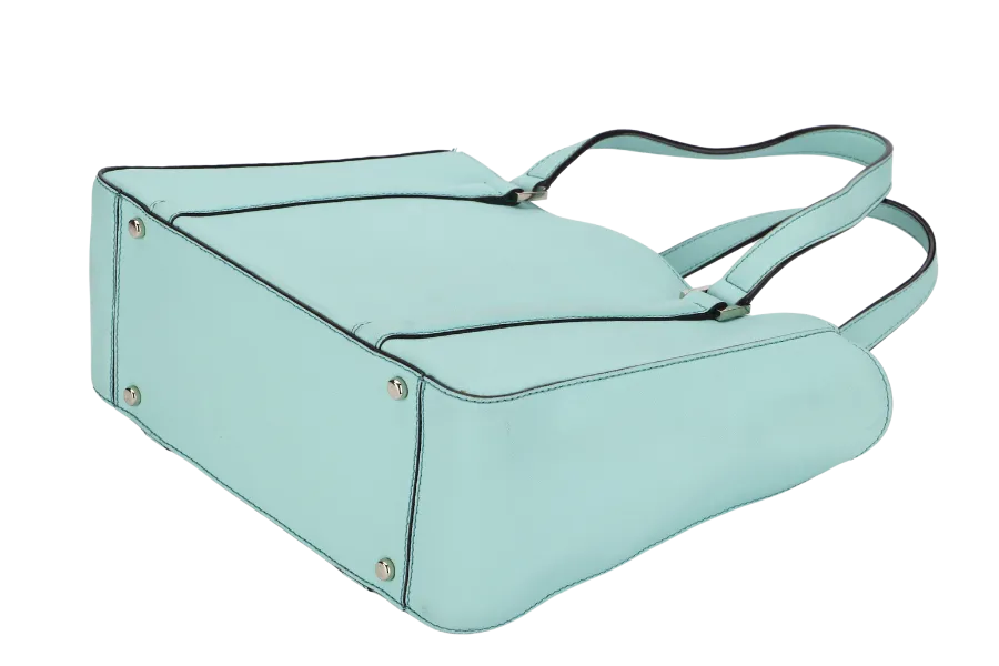 KATE SPADE SHOULDER BAG TURQUOISE CALF LEATHER GOLD HARDWARE, WITH DUST COVER