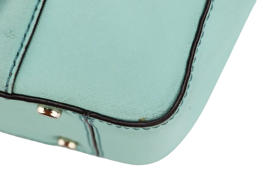 KATE SPADE SHOULDER BAG TURQUOISE CALF LEATHER GOLD HARDWARE, WITH DUST COVER