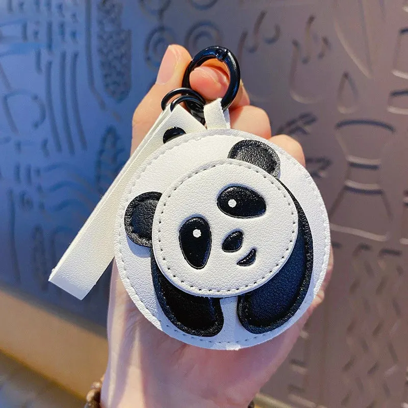 Kawaii Panda & Shiba Inu Leather Keychain 🐼✨ Cute Animal Pendant for Bags & Accessories 🐶💖