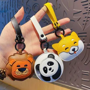 Kawaii Panda & Shiba Inu Leather Keychain 🐼✨ Cute Animal Pendant for Bags & Accessories 🐶💖