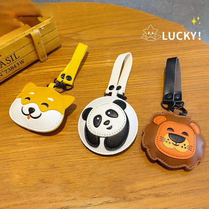 Kawaii Panda & Shiba Inu Leather Keychain 🐼✨ Cute Animal Pendant for Bags & Accessories 🐶💖