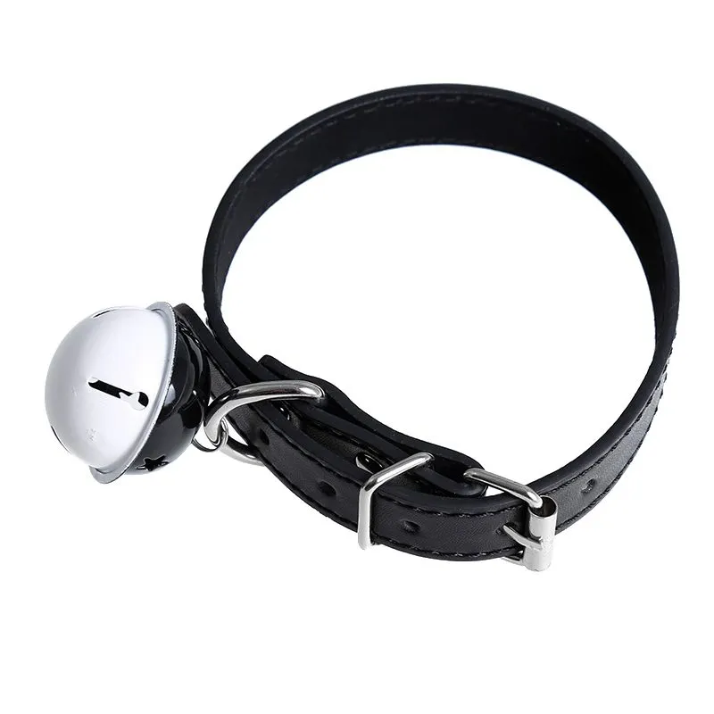 Kiotos Leather Kunstleren Collar met Belletje - Elegant Zwarte Halsband voor verhoogde sensationele momenten -