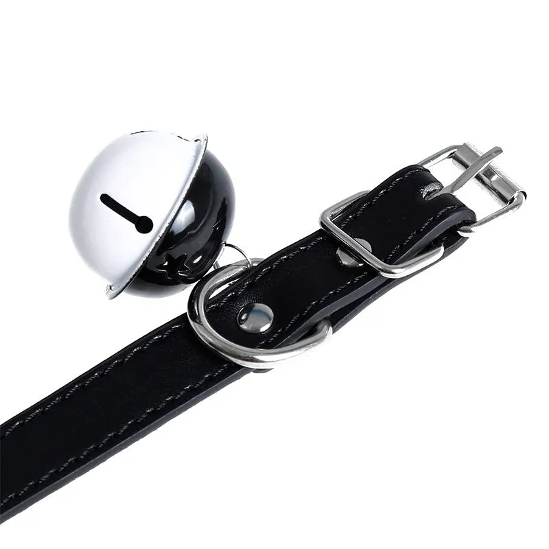 Kiotos Leather Kunstleren Collar met Belletje - Elegant Zwarte Halsband voor verhoogde sensationele momenten -