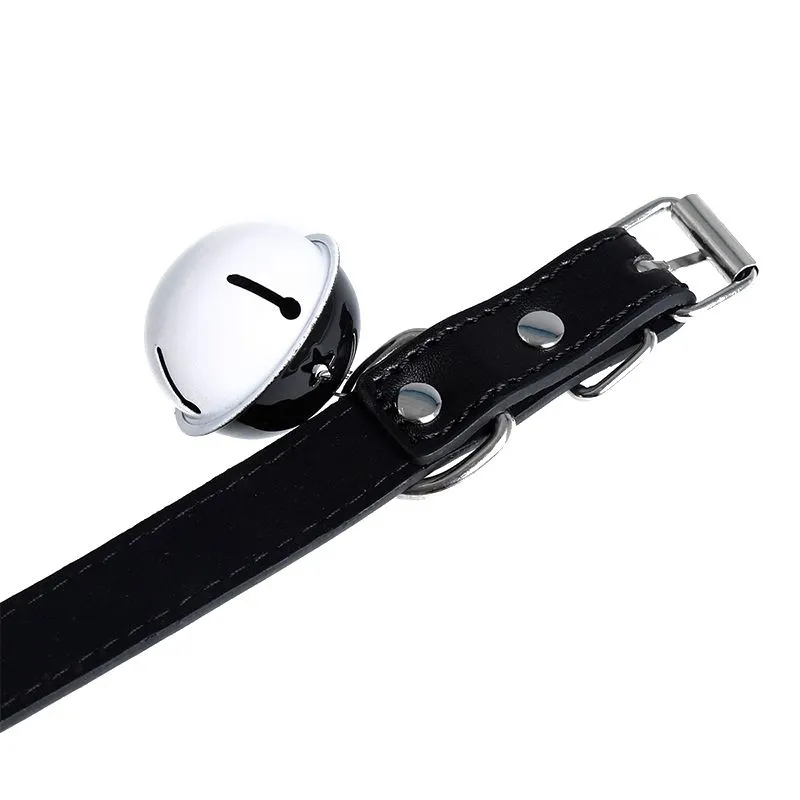 Kiotos Leather Kunstleren Collar met Belletje - Elegant Zwarte Halsband voor verhoogde sensationele momenten -