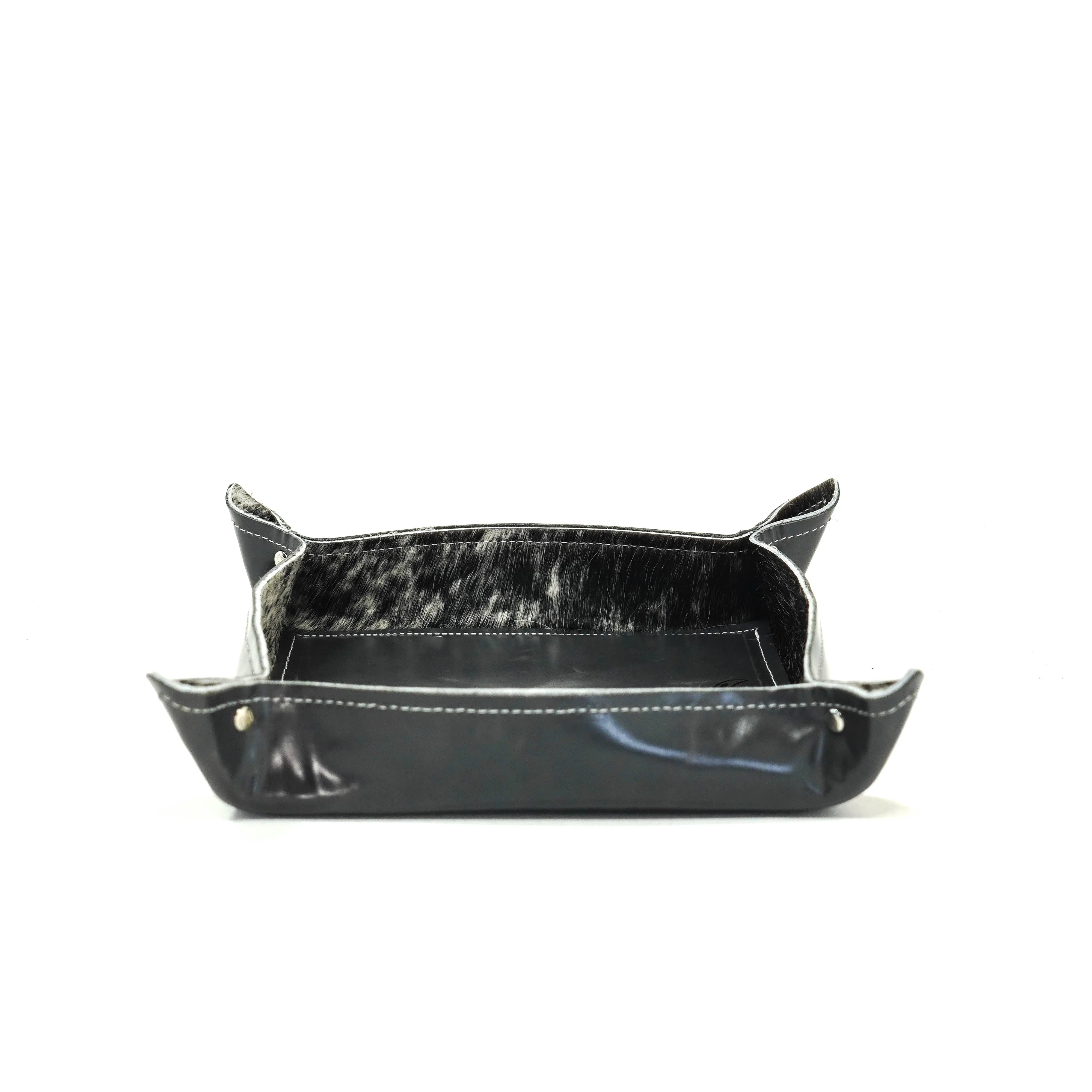 Large Tray - Glossed Lead Leather w/ Lasered Decal